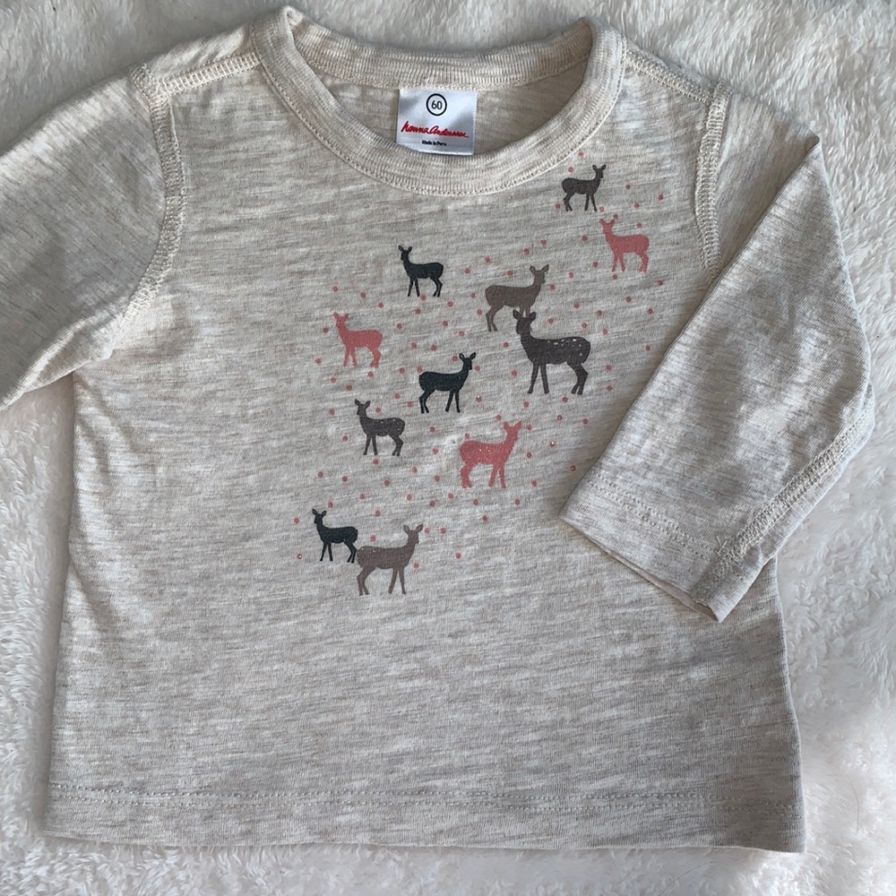 Hanna Andersson 3-6 mos. Deer Girl Top Shirt EUC